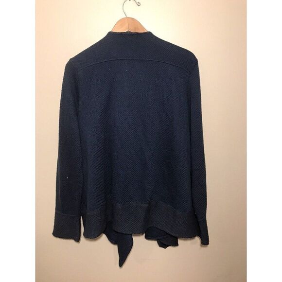 Calypso St. Bart Cardigan Sweater Open Front Draped Large Asymmetric Blue - Picture 3 of 6